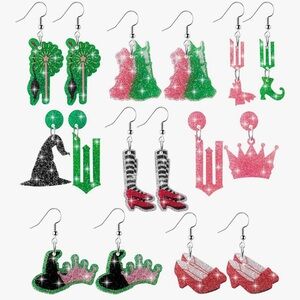 Witch Musical Glitter Earrings - 8 Pairs